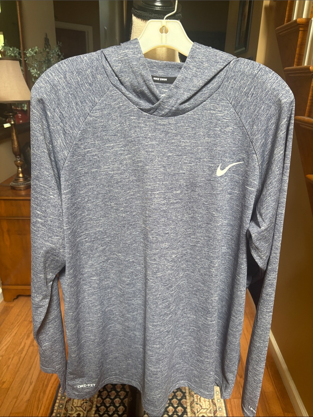 Nike Heathered Blue Long Sleeve Hooded Performance Top